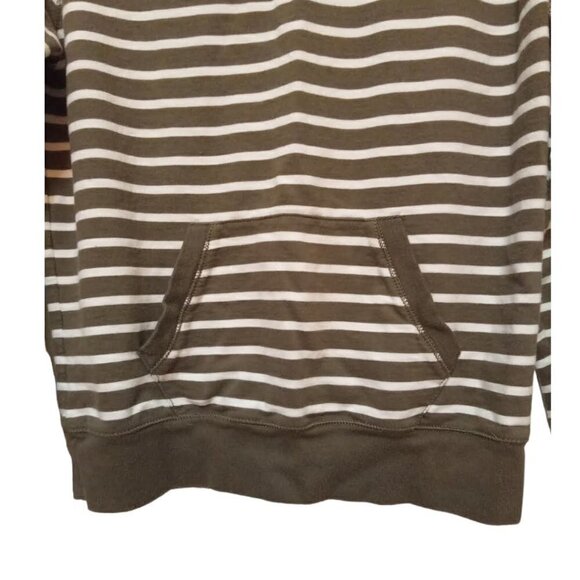 CHAPS Denim Olive Green Striped Long Raglan Sleeve Sweatshirt Sz S - Picture 5 of 7